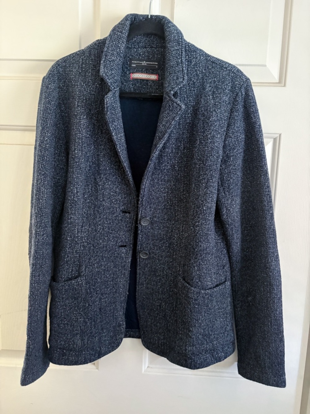 Peruvian Connection Navy Knit Coatigan Blazer Soft Jacket Size M Womens